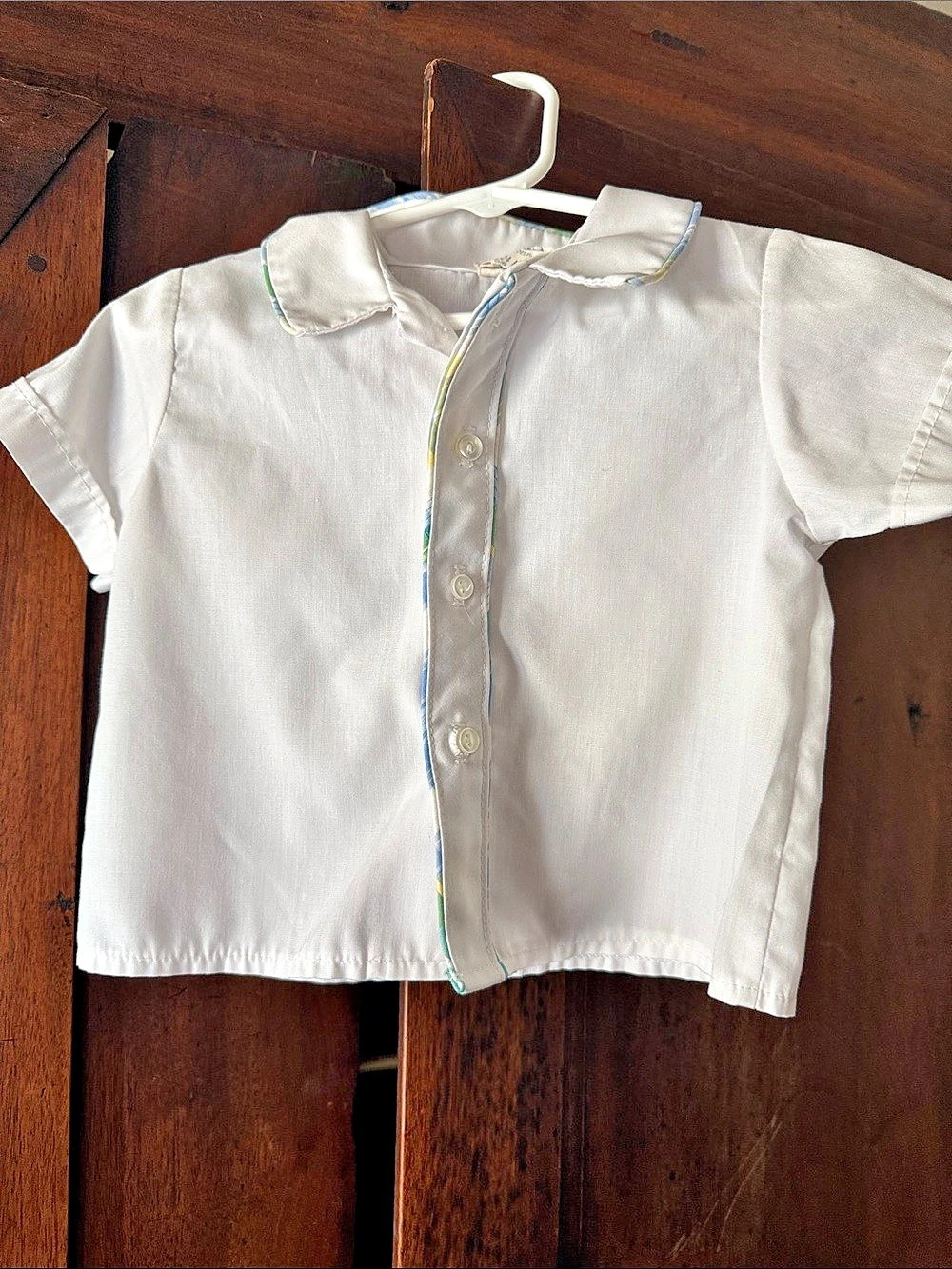 Good Lad Baby 24M White & Blue Color Block Shirt